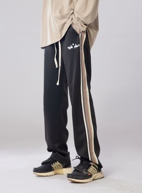 2021 Men&amp;#39;s Striped Webbing Casual Pants Hip Hop