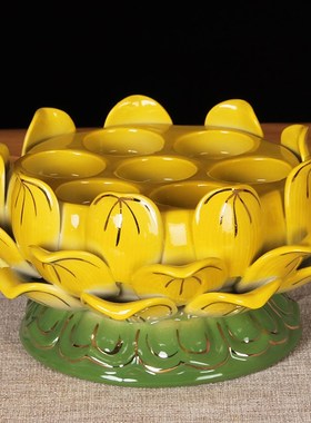 速发描座七星陶瓷莲油灯灯金供灯佛灯酥花灯灯座家用烛台莲花灯