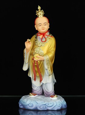 速发童子神像运财童子12寸财神护法善财桌面树脂工艺品摆件