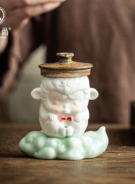 速发创意陶瓷禅意猴先生线香插件宠摆茶家用线香炉室内香薰炉香托