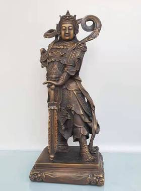 速发纯铜关公法陀佛像摆件韦陀伽蓝菩左右护财神像家居供养武韦神