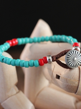 日系阿美咔叽进口米珠925银手链