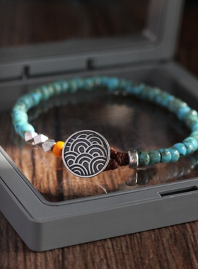 文艺手链OE米珠银饰蜡绳礼物情侣