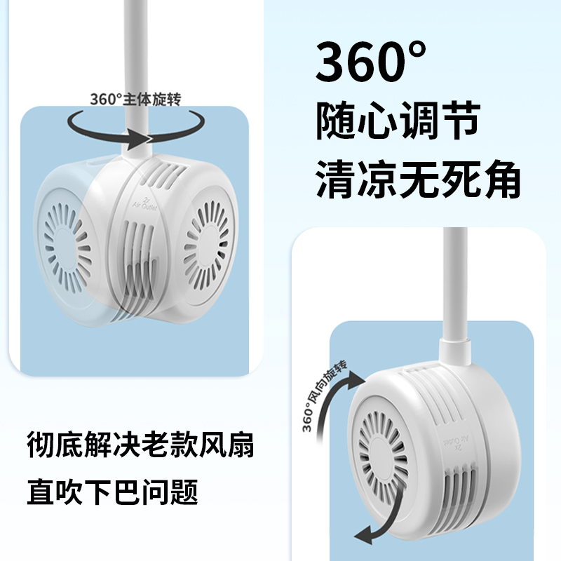 赤甲2024新款晶甲挂脖风扇便携式空调制冷小风扇迷你充电大风户外 - 图2