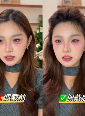红色毛绒波浪发箍女款日常外戴发卡高颅顶带齿防滑新年红头箍头饰