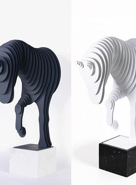 创意饰TB-62239厅客摆件家居品北欧轻奢金属片抽塑象半身角马雕电