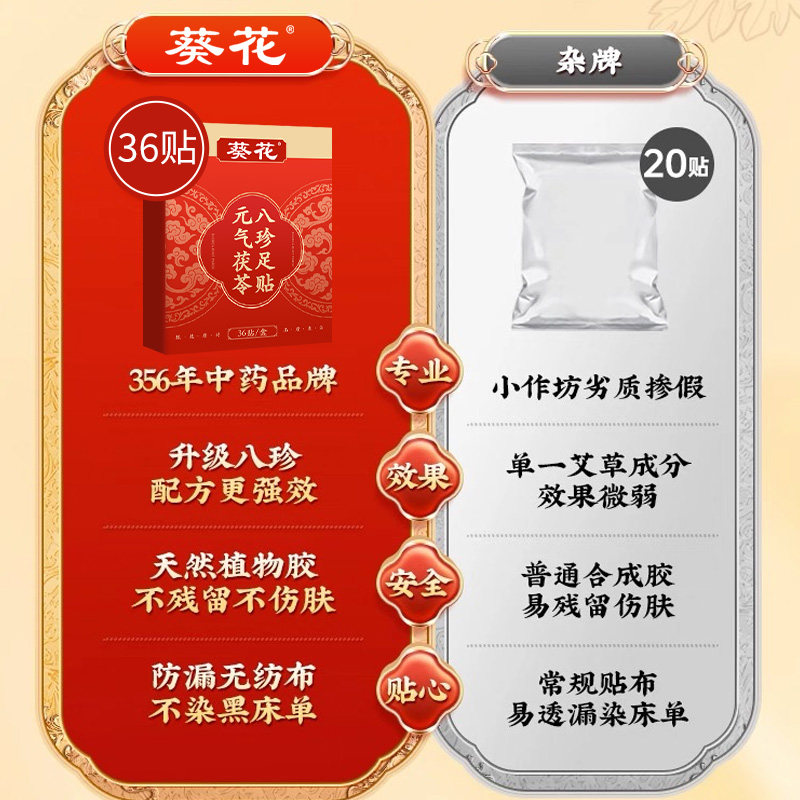 葵花元气茯苓八珍足贴艾草老北京非祛湿贴去湿气排体内湿寒毒膏药,淘宝优惠券,粉丝福利购,淘宝优惠卷