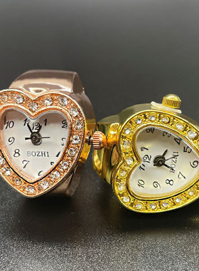 新款 【戒指表】外贸专供爆款时尚气质女学生爱心镶钻石英戒指手