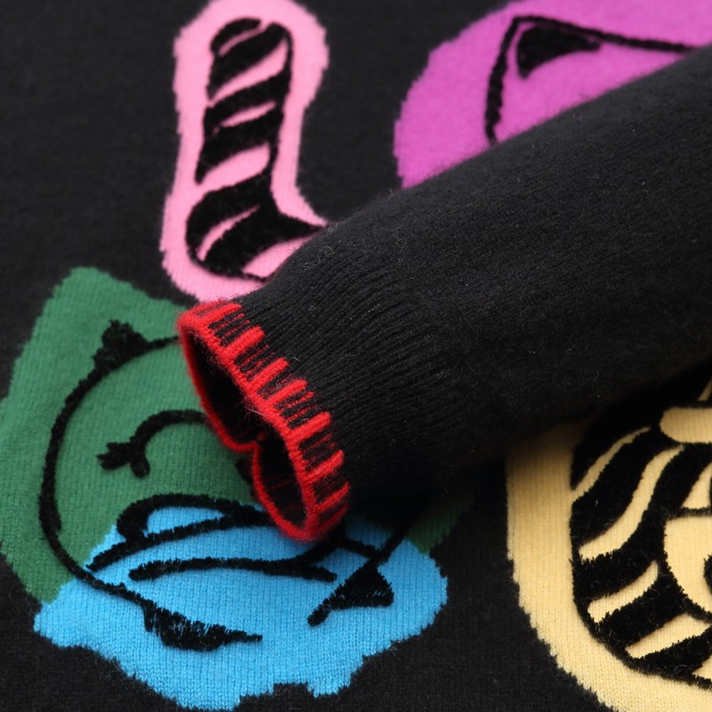 创意牙刷嵌花！圆领加厚山羊绒衫女纯羊绒毛衣宽松显瘦套头毛衣厚,淘宝优惠券,粉丝福利购,淘宝优惠卷