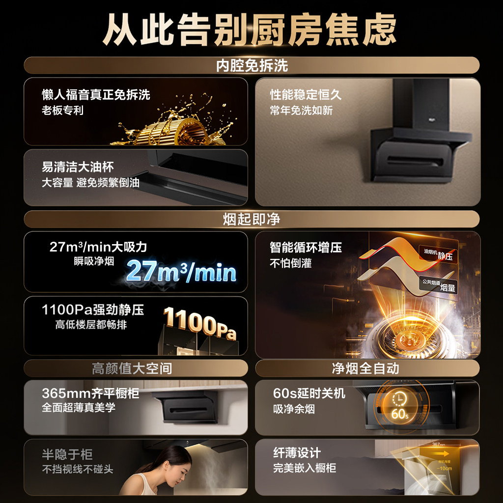 名气小黑翼Pro油烟机家用顶侧双吸A5508H/A586烟灶套装老板出品