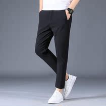 小西裤男冰丝九分裤子夏季薄款修身小脚休闲男士垂直高级感西装裤