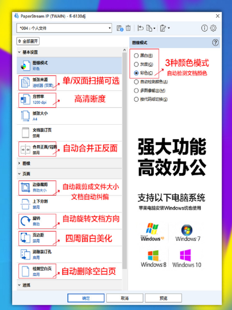 富士通fi6130扫描仪机自动双面彩色高清高快速连续A4文件专业办公-图3