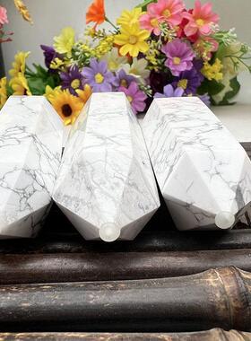 天然水晶白松石六角棱柱水晶柱原石打磨单尖柱现货摆件