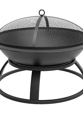 庭院烤火炉户外取暖盆柴火炉农村架庭院烧烤多用取暖炉篝火柴火盆