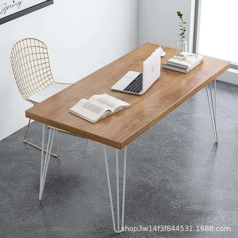 现代简约金色电脑桌工作室职员实木办公桌小户型家用卧室写字桌,淘宝优惠券,粉丝福利购,淘宝优惠卷