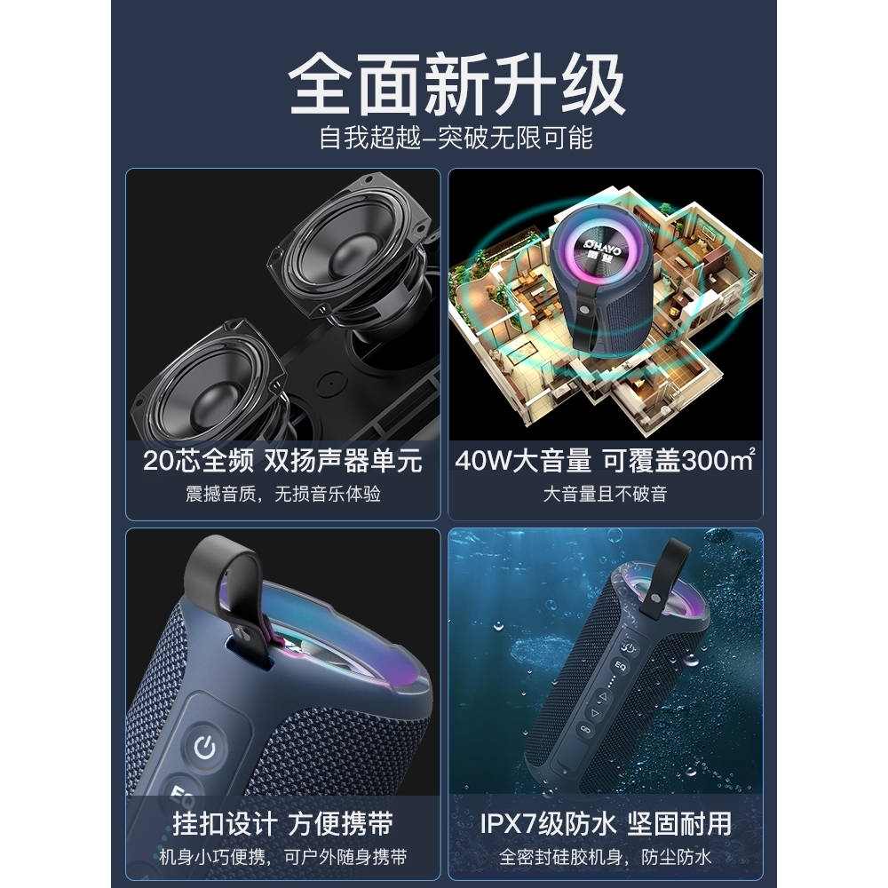 牙音箱双喇叭手机智能网红抖音音响超大重低音量3D环绕立体声插卡 - 图3