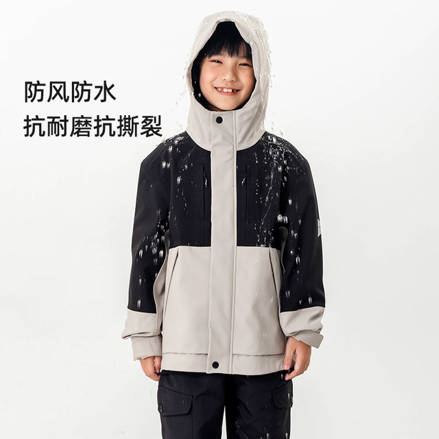 Zeuglodon boys outdoor soft shell mountaineering children's anti -rainstorm climbing clothes Zhongda children windproof jacket