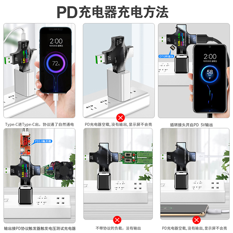 炬为usb检测仪数显电流表电子电压表 充电器Type-c测试仪表功率计 - 图1