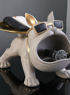 进门口放钥匙收纳摆件托盘创意轻奢狗狗玄关鞋柜电视柜家居装饰品