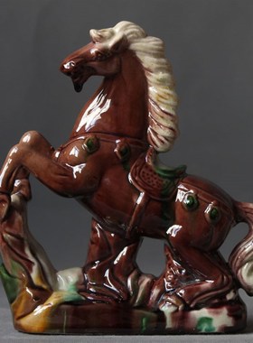 唐三彩马陶瓷马摆件八骏马礼品工艺品家居装饰品中式复古客厅摆件