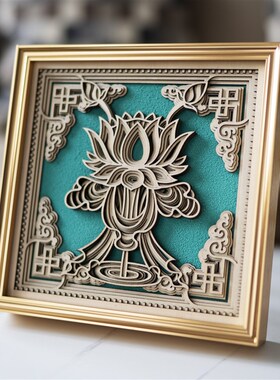 梯木叠雕新中式摆件玄关酒柜创意客厅家居装饰品乔迁礼物新居礼品