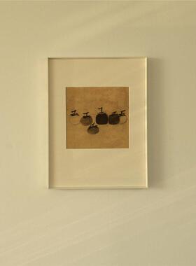 极简风玄关挂画牧溪六柿图小众艺术壁画民宿餐厅客厅电表箱装饰画
