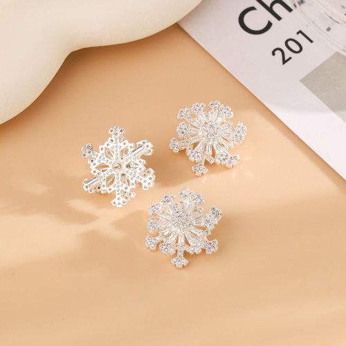 铜镀金保色镶钻旋转雪花隔珠吊坠diy手作串珠水晶手串项链配件 - 图0