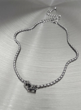 项链男双环相扣设计感个性高级