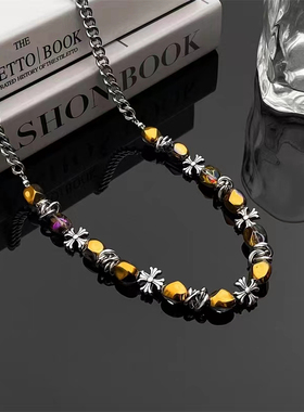 夏日美式古巴拼接项链男款