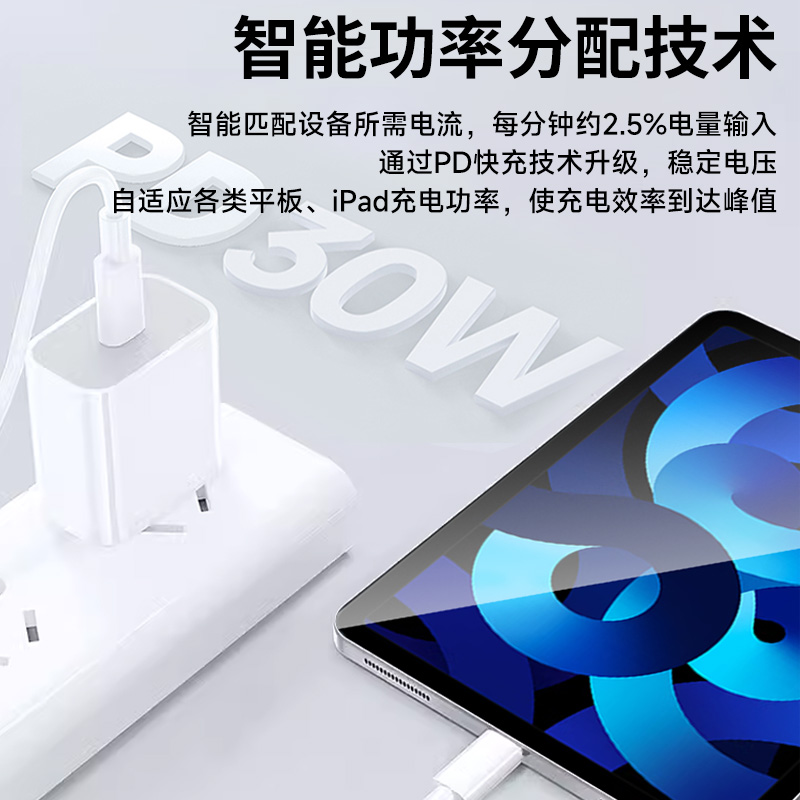 【顺丰】【iPad快充】酷乐风适用苹果ipadpro充电器头平板air5电脑mini6充电数据线4原品双Typec10正装插头 - 图1