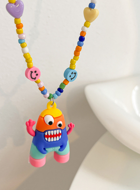 多巴胺彩色串珠项链女士设计感