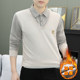 Fake two piece sweater for men autumn and winter fleece knitted sweater