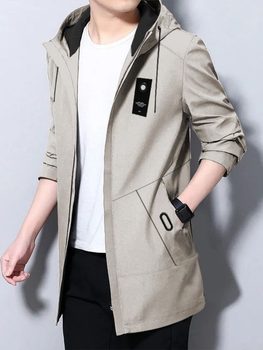 2024 Spring and Autumn New Men's Jacket Casual Loose Mid-Length Windbreaker Handsome Trendy INS Versatile Large Size Jacket