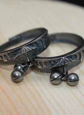 元素复古作旧设计《纸伞问情》戒指情侣泰银流行学生文艺男女对戒