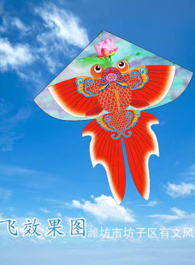 新款潍坊风筝荷花大红金鱼风筝成人卡通儿童款大易飞热卖摆摊