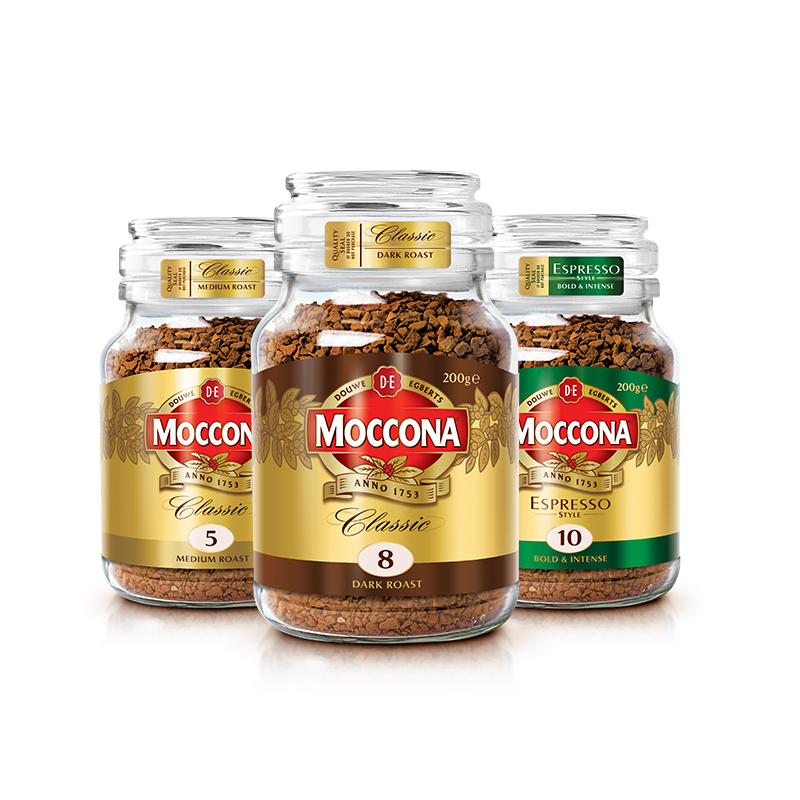 荷兰进口摩可纳咖啡8号5美式冻干moccona速溶黑咖啡提神200g瓶装
