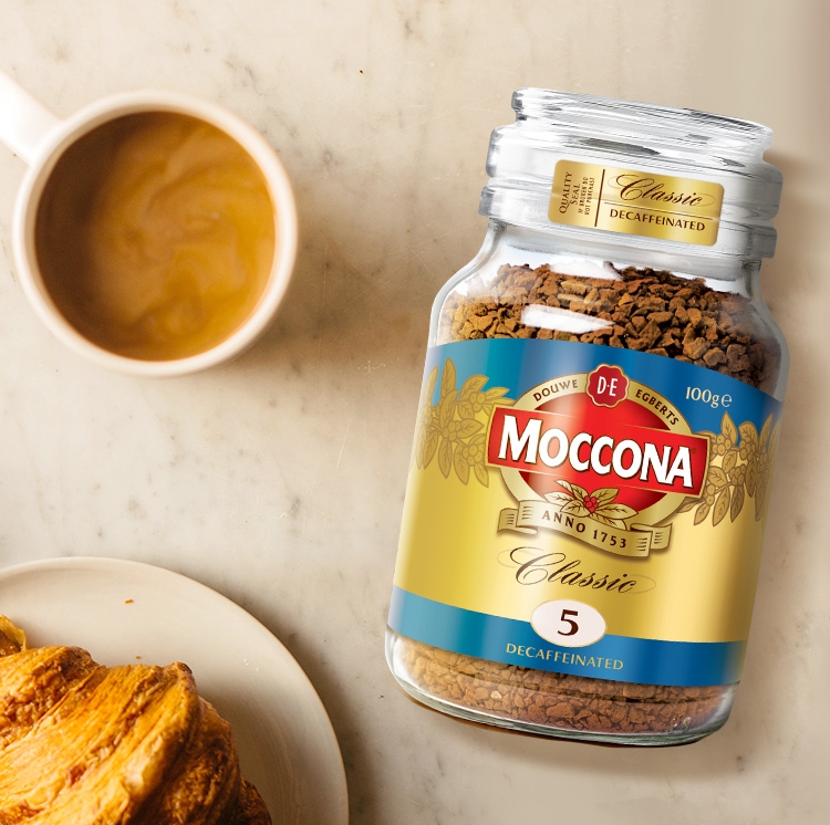摩可纳咖啡moccona5号低因烘焙无蔗糖冻干美式纯黑咖啡粉100g瓶装
