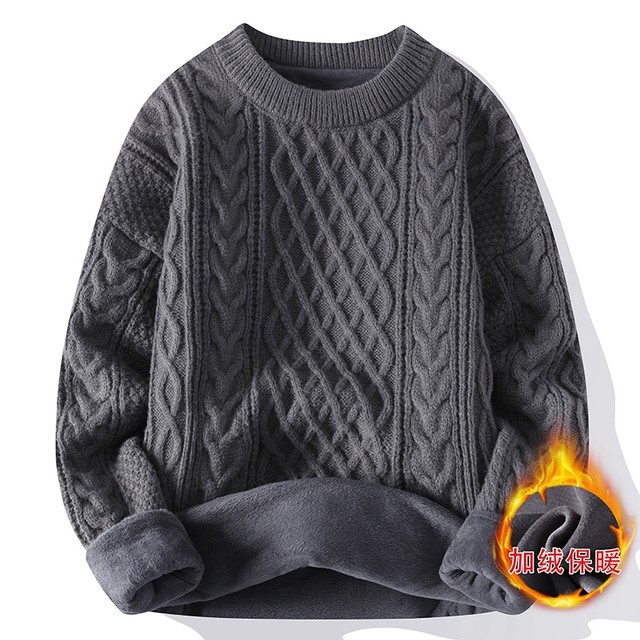 Men's winter sweater round neck thickened velvet
