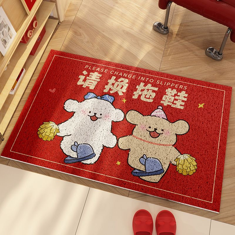 新款可爱小狗请换拖鞋丝圈入户地垫入户门玄关进门口防滑蹭土地毯,淘宝优惠券,粉丝福利购,淘宝优惠卷