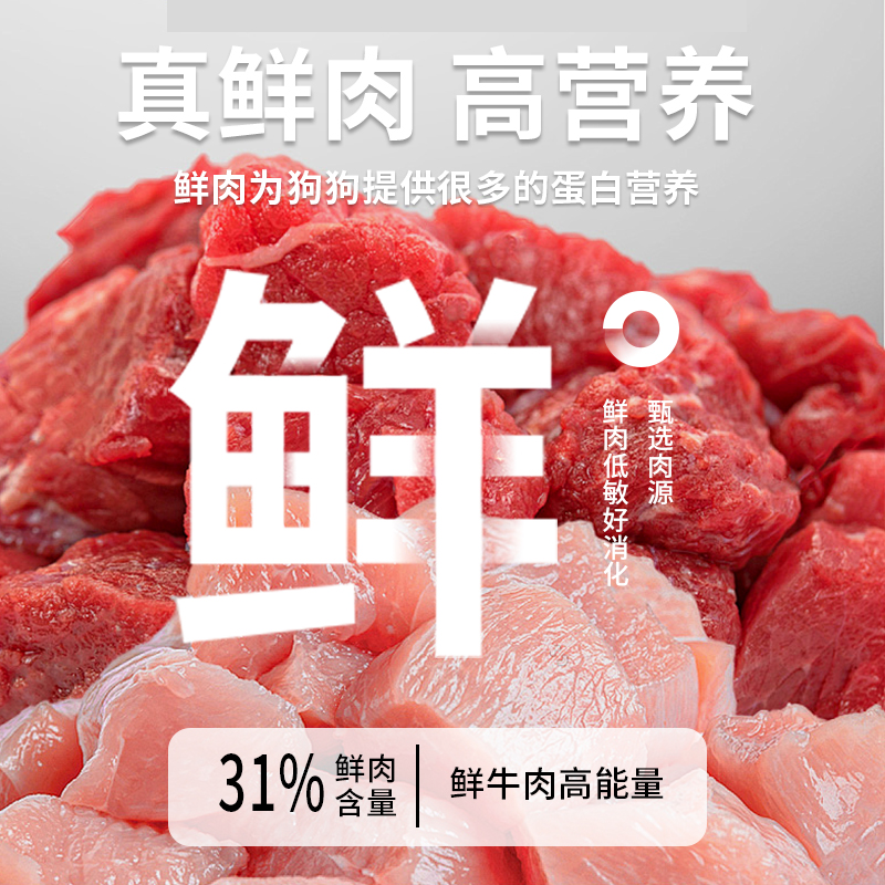 牛肉狗粮5斤幼犬狗粮成犬狗粮金毛博美柯基 狗粮小型犬粮喜临狗