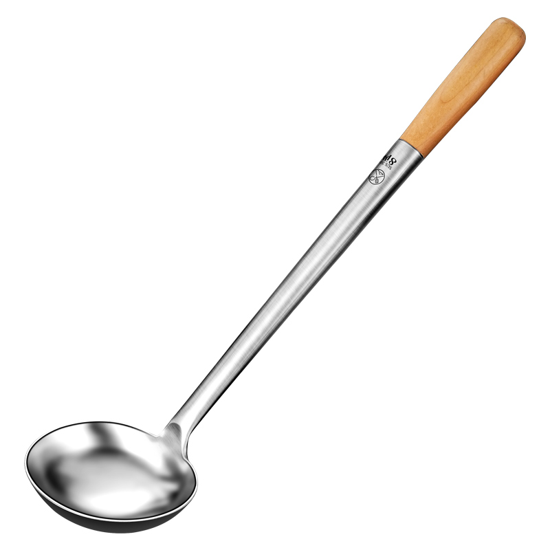 304不锈钢炒勺厨师专用炒菜勺子家用长柄汤勺大号商用粥勺分菜勺-图2
