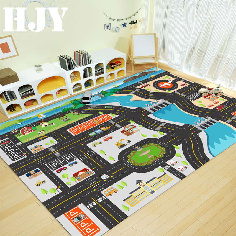 城市交通停车场儿童爬行地垫汽车轨道公路赛道早教幼儿园游戏地毯