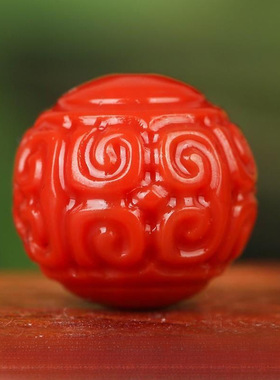 天然南红回纹圆单珠菩提金