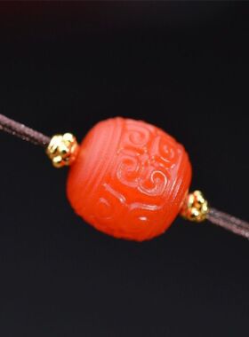 天然南红玛瑙回纹珠老型桶