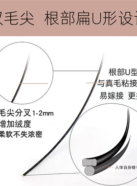 花漾家/0.15/0.20单根云羽睫毛/超软扁毛高品质混合装中式睫毛