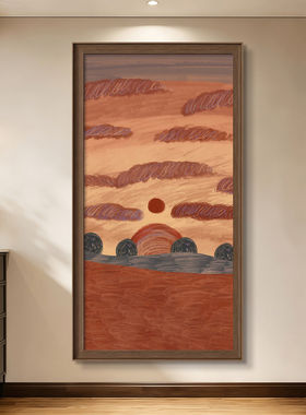 玄关装饰画入户正对门中古风绿色风景画走廊过道迎门挂画2026新款