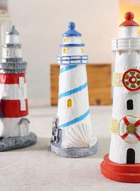 地中海灯塔小摆件模型树脂工艺品海洋主题装饰海洋风家居创意桌面