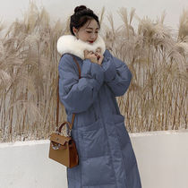 SNOW cotton clothing lady Korean version loose down cotton clothes 2022 The new winter womens dress is long for a knee student