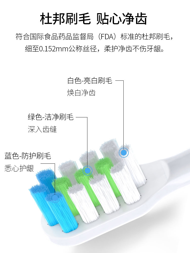 适配Westinghouse美国西屋电动牙刷头WT-301B/WT301P通用替换软毛 - 图1