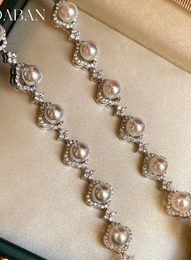 西大班镶满钻镂空四叶草珍珠手链